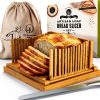 Bamboo Bread Slicer by LHU - 12" Adjustable Guide with Knife & Bag-2