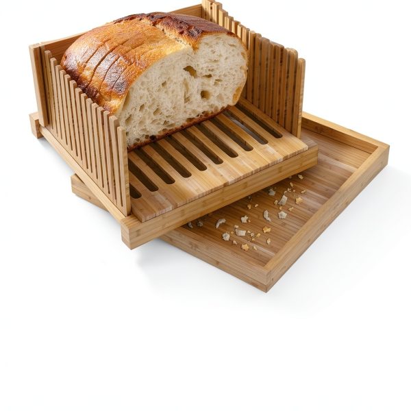 Bamboo Bread Slicer by LHU - 12" Adjustable Guide with Knife & Bag-7