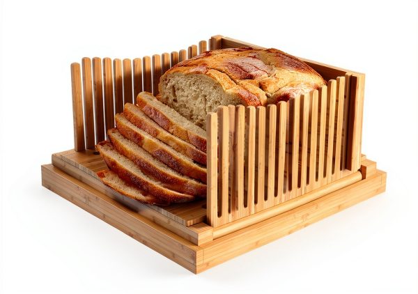 Bamboo Bread Slicer by LHU - 12" Adjustable Guide with Knife & Bag-6